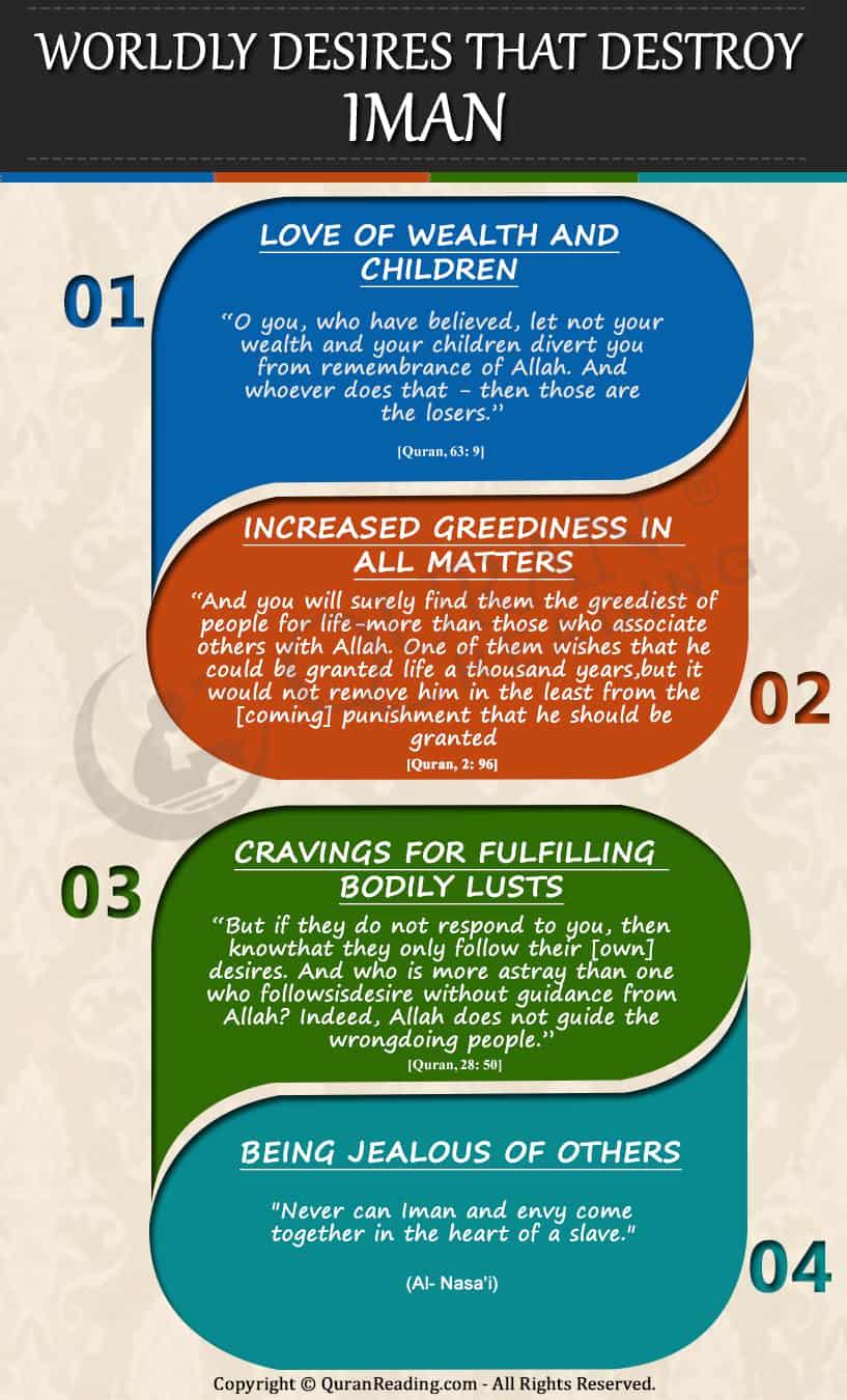 Worldly Desires That Weaken/Destroy Iman (Faith)
